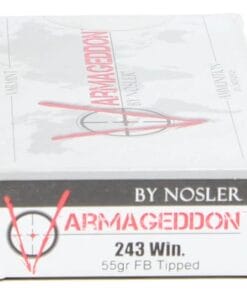 Nosler 243 Win 55 Grain Flat Base Tip Varmageddon Ammunition (20 Rounds)