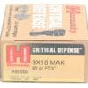 Hornady 9X18 Makarov 90 Grain FTX (Flex Tip) Critical Defense Ammunition Ammunition (25 Rounds)