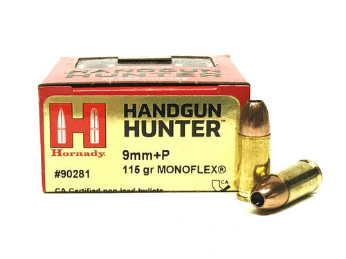 Best 9mm 115 Gr +P Monoflex Hornady Handgun Hunter Ammunition 90281 - 25 Rounds