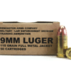 9mm 115 Grain FMJ Remington UMC Military/Law Enforcement Div. - 50 Rounds