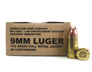9mm 115 Grain FMJ Remington UMC Military/Law Enforcement Div. - 50 Rounds