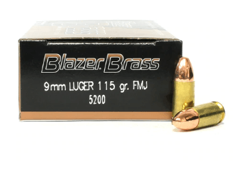 9mm 115 Grain Full Metal Jacket CCI Blazer Brass - 50 Rounds
