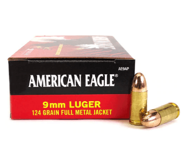 9mm 124 Grain FMJ Federal American Eagle AE9AP - 50 Rounds