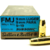 9mm 150 Grain FMJ Subsonic Sellier & Bellot - 50 Rounds