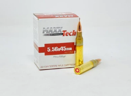 Maxxtech 5.56x45mm Ammunition PTGB556 55 Grain Full Metal Jacket CASE 1000 Rounds