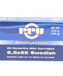 Prvi 6.5X55 Mauser 139 Grain Full Metal Jacket Boat Tail Ammunition (20 Rounds)