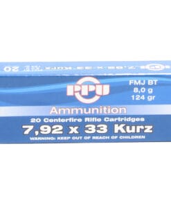 Prvi 7.92X33 Kurz 124 Grain Full Metal Jacket Ammunition (20 Rounds)