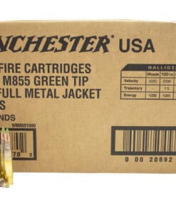Winchester 5.56 mm 62 gr FMJ M855 Green Tip Lake City 1000/Case